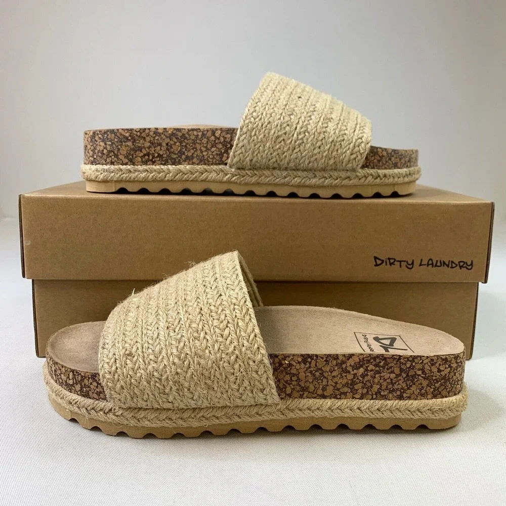 Dirty Laundry Womens Dayton Jute Sandal Natural Espadrille‎ Slip-On Slides Sz 6M